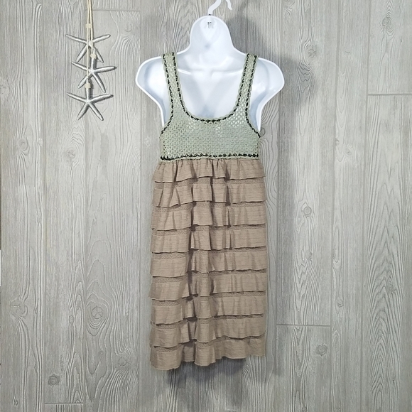 Moon River Dress Large Crocheted Boho Ruffle Summer Tiered Sleeveless - Picture 7 of 10